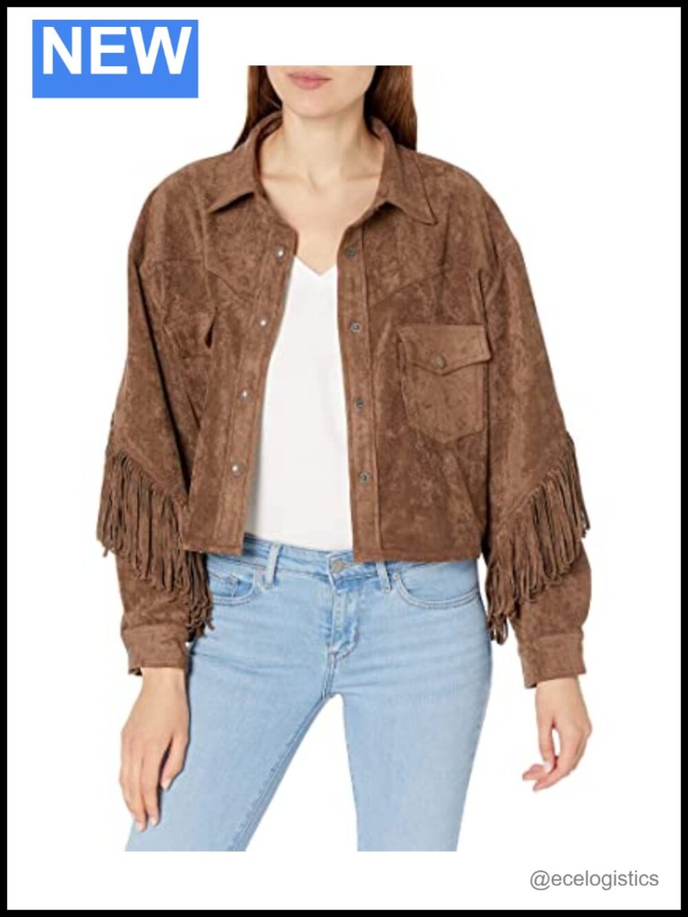 Faux Suede Fringe Jacket | Snap Front Shacket